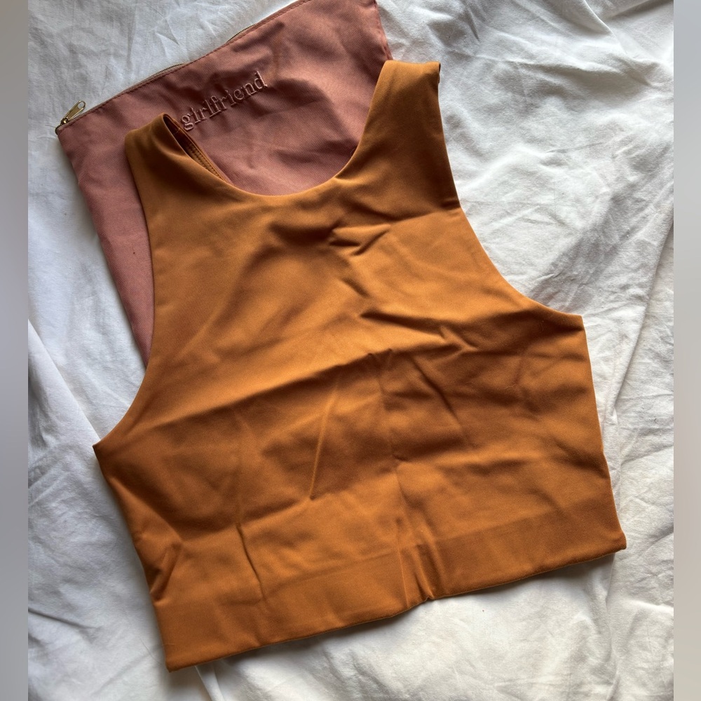 Girlfriend collective Dylan tank bra twig orange size small